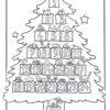 Christmas tree advent calendar coloring page