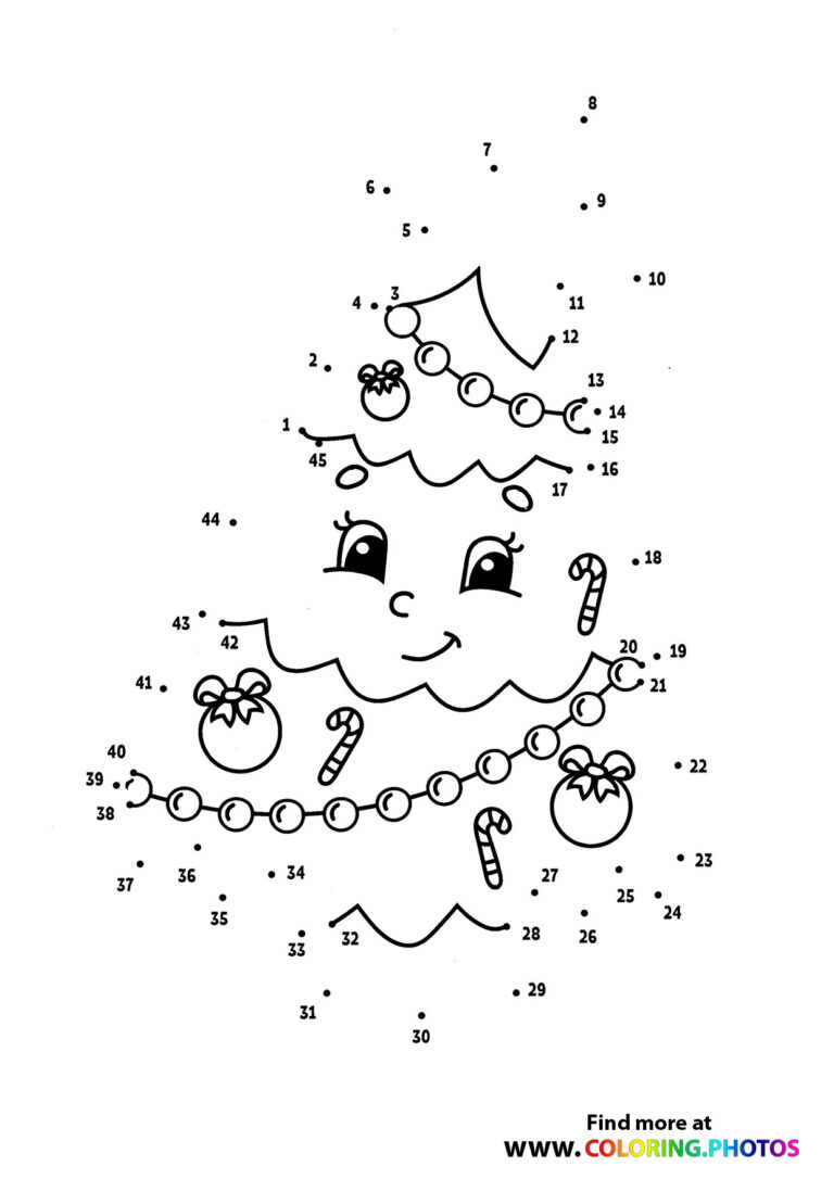 Christmas tree dot the dots - Coloring Pages for kids