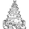 Christmas tree full of presents coloring page