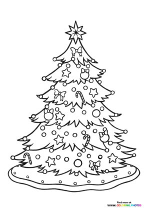 Christmas tree with candy canes coloring page