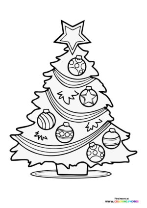 Christmas tree with a star coloring page