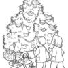 Kids watching Christmas tree coloring page