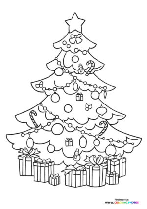 Christmas tree with ornaments coloring page