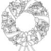 Christmas wreath coloring page