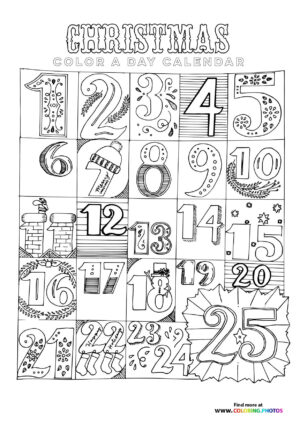 Christmas advent calendar coloring page