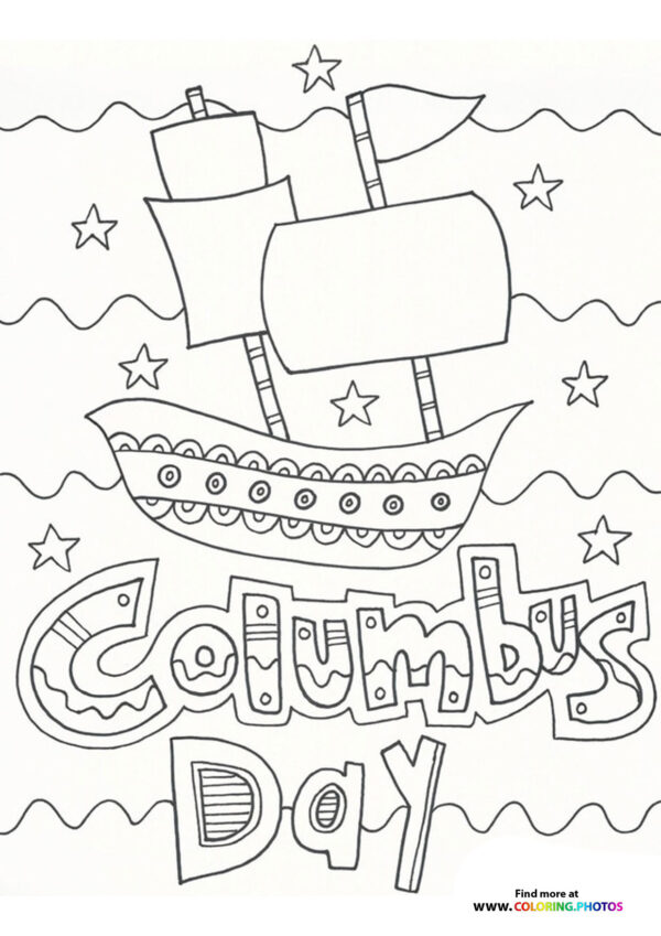 Columbus day ship coloring page