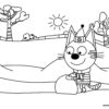 Cookie playing in snow coloring page