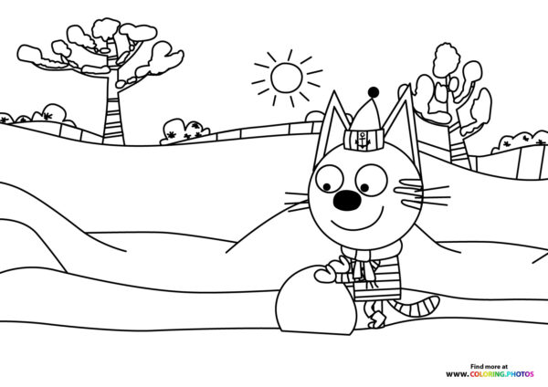 Cookie playing in snow coloring page