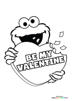 Cookie monster valentine coloring page