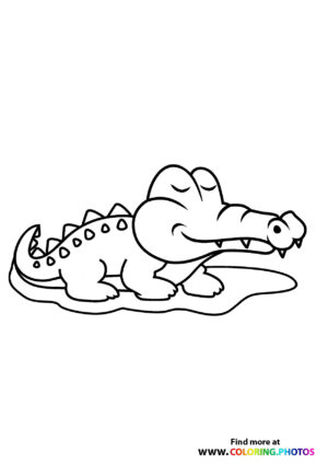 Crocodile basking in sun coloring page