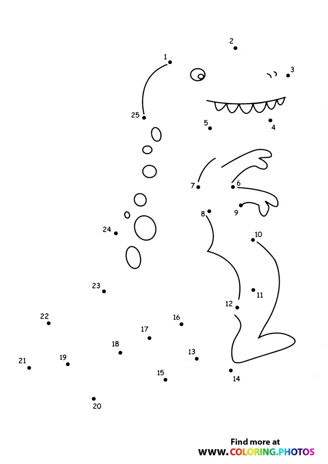 Crocodile dot the dots - Coloring Pages for kids