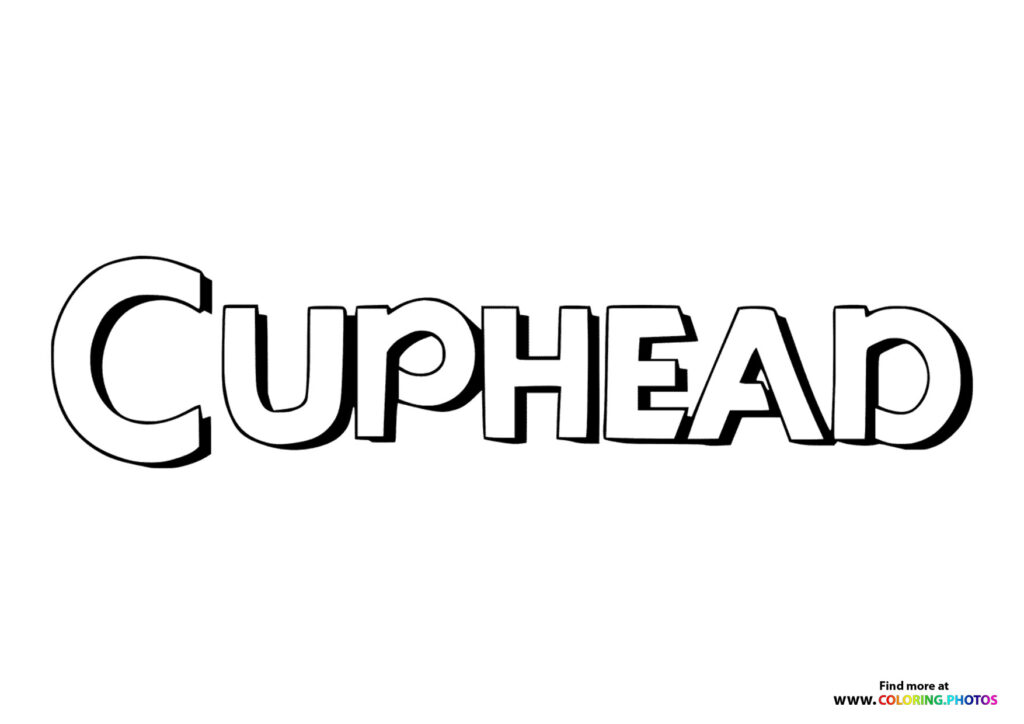 Cuphead logo text in bold outlined letters, coloring page from The Cuphead Show