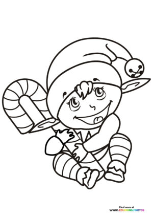 Cute little Christmas elf coloring page