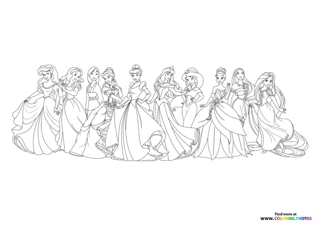 Disney princesses - Coloring Pages for kids | 100% free print or download