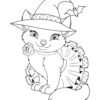 Cute hallween cat coloring page