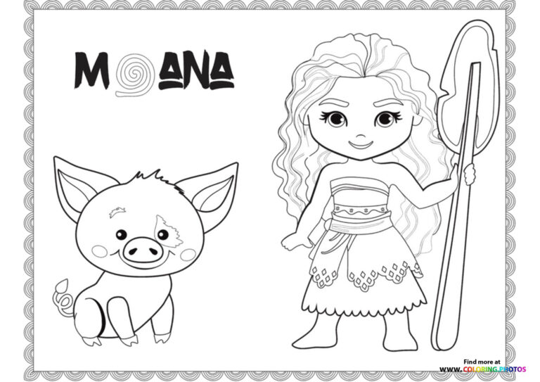 Cute Moana and Pua - Coloring Pages for kids