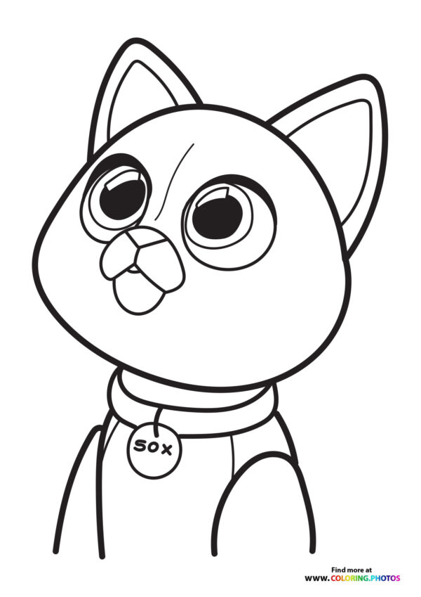 Cute robot cat Sox coloring page