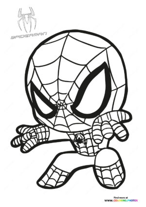 Cute little Spiderman coloring page