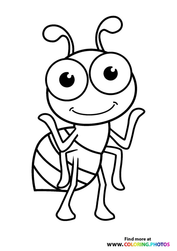 Cute ant smiling coloring page