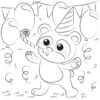 Cute Teddy Bear celebrating coloring page