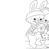 Cute bunnys Easter card coloring page