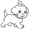 Cute dog with a bowtie coloring page