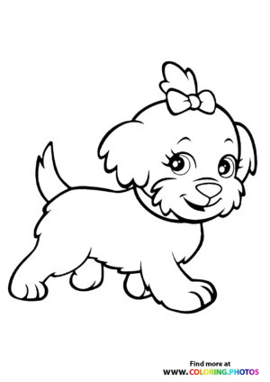 Cute dog with a bowtie coloring page