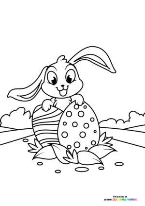 Cute easter bunny coloring page
