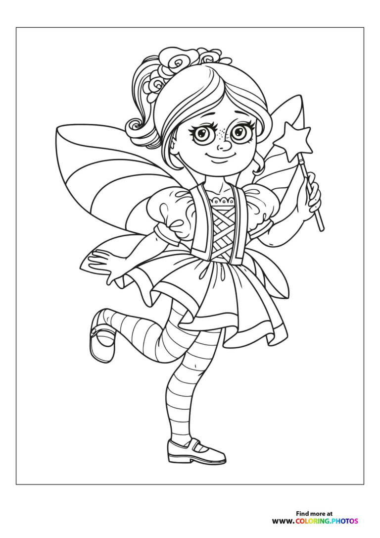 Cute fairy with a wand - Coloring Pages for kids