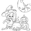 Halloween witch making potions coloring page