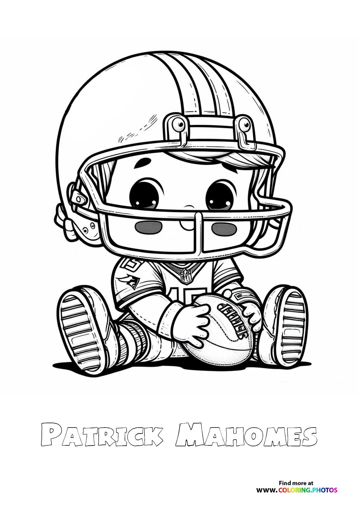 Cute little Patrick Mahomes - Coloring Pages for kids