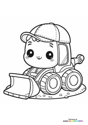 Cute little digger with a hat