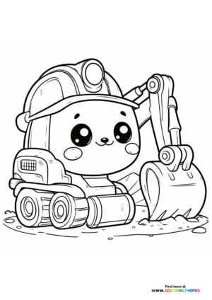 Cute little digger with helmet