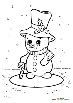 Cute little snowman coloring page