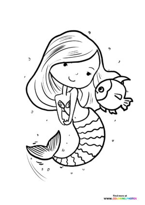 Cute mermaid with fish
