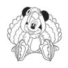 Cute Mickey Mouse in thanksgiving turkey suit coloring page