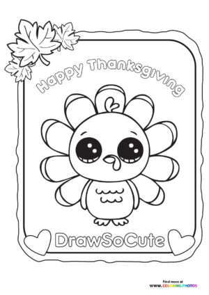 Cute thanksgiving turkey coloring page