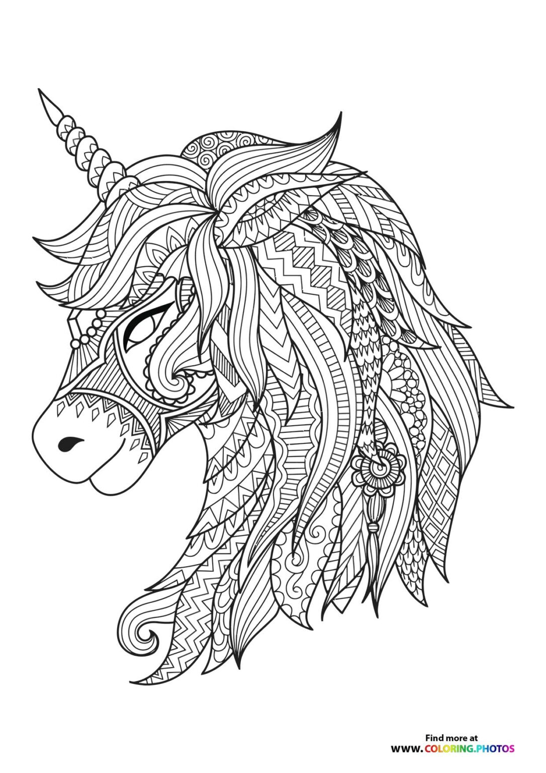 Free Unicorns Adult coloring pages - Print or download