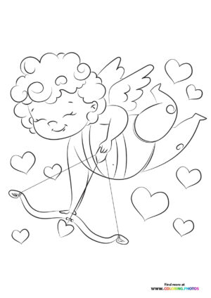 Cute Valentines Cupid coloring page