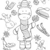 Cute winter giraffe coloring page