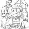 Thanksgiving day family dinner coloring page