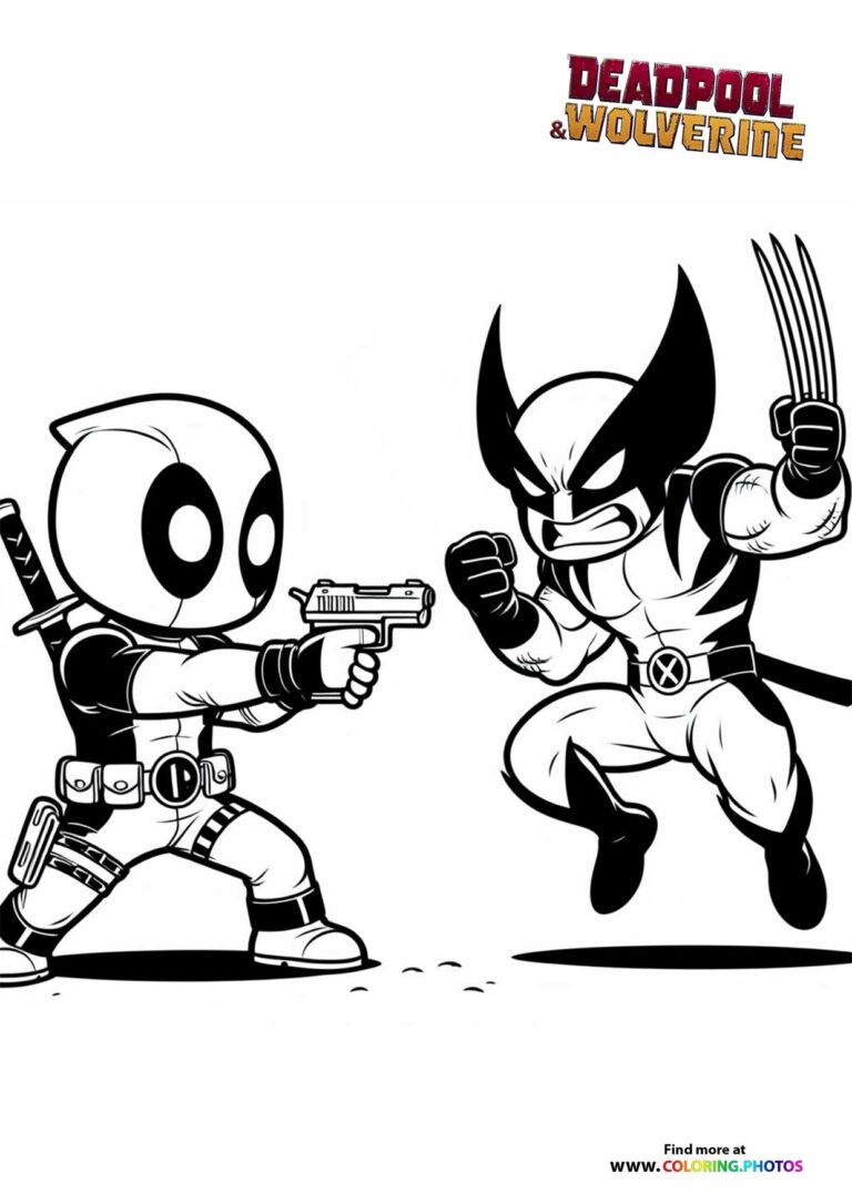 Deadpool & Wolverine - Coloring Pages for kids - Free print or download