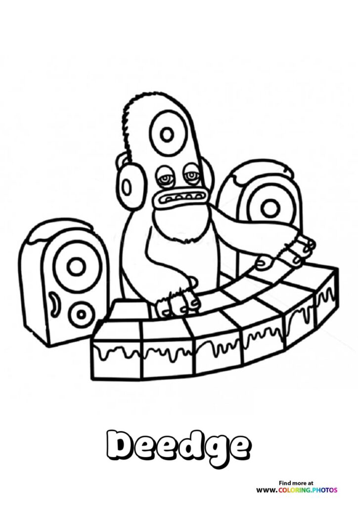 Deedge the robotic monster with speakers and large eye from My Singing Monsters coloring page
