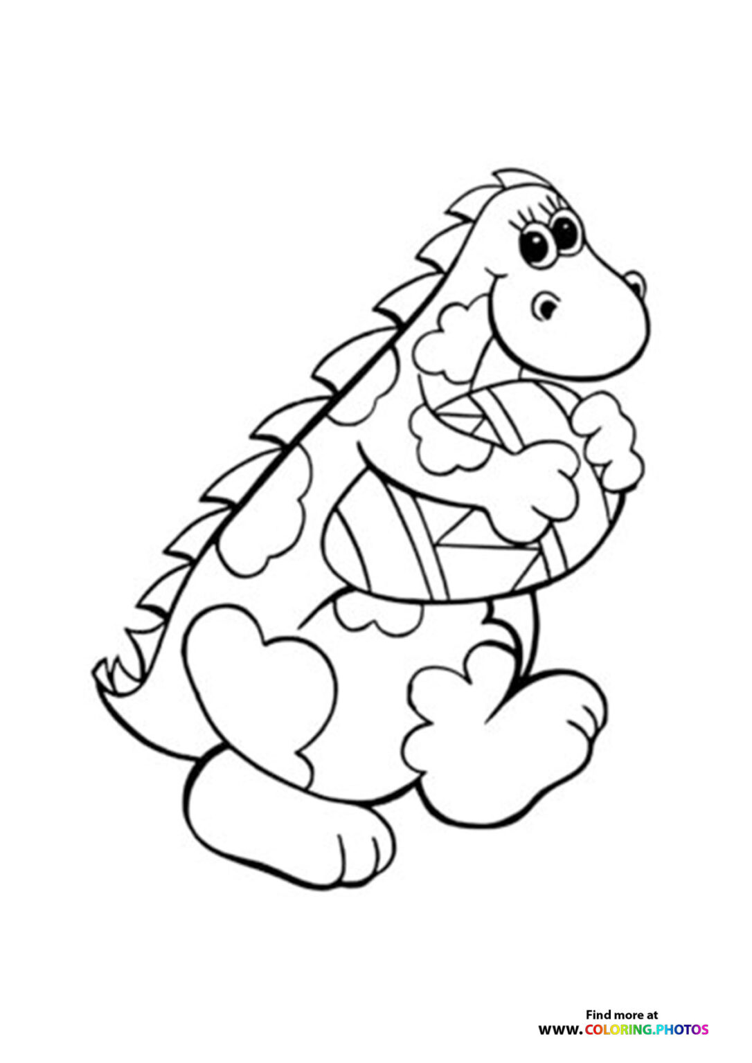 Dinosaur with easter egg - Coloring Pages for kids
