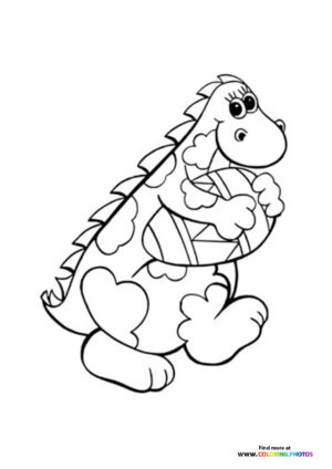 Dinosaur with easter egg coloring page
