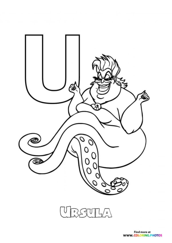 Letter A with Ariel the Mermaid page 22