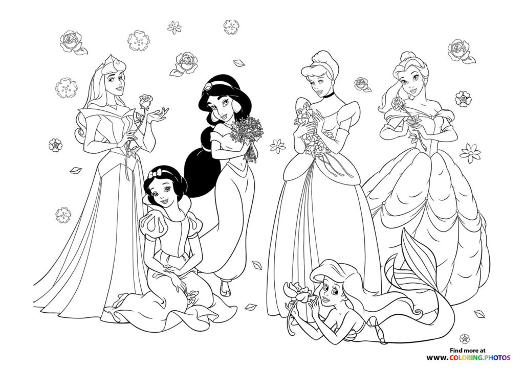 Disney princesses - Coloring Pages for kids | 100% free print or download