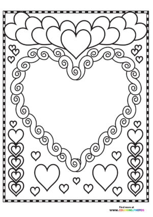 Do it yourself Valentines card coloring page