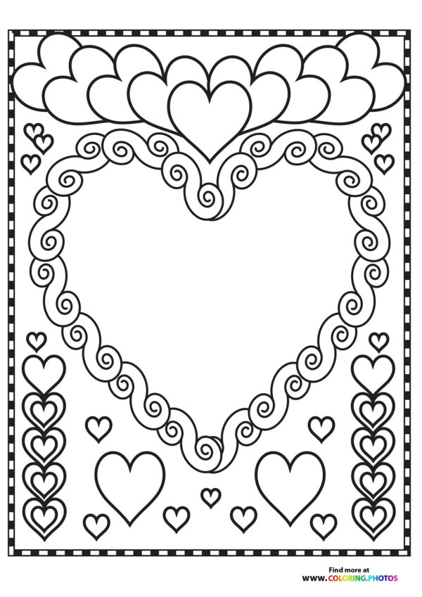 Do it yourself Valentines card coloring page