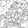 Finding Dora birthday party coloring page